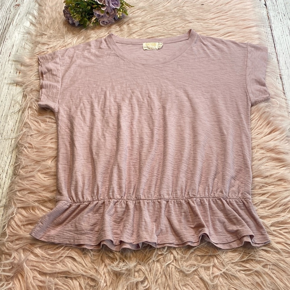 Nation LTD Peplum Pink Short Sleeve Tee sz S